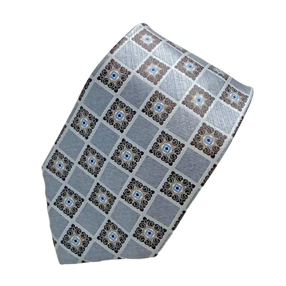 New Jos A Bank Gray Silk Jacquard Necktie Tie 60